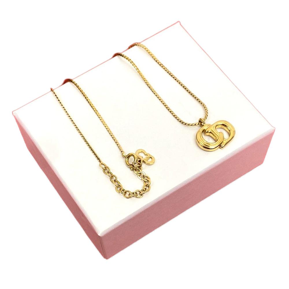 Christian Dior AB Dior Gold Gold Plated Metal CD Logo Pendant Necklace France