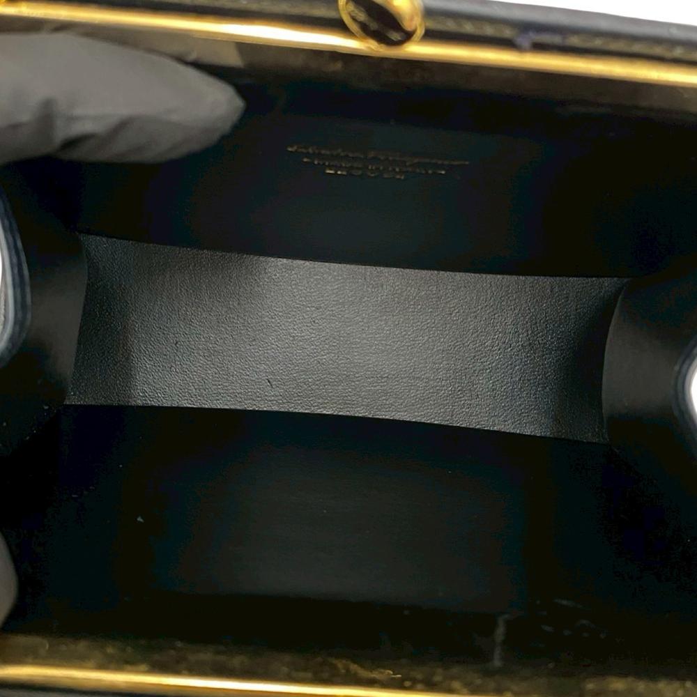 Ferragamo AB Ferragamo Blue Navy Calf Leather Vara Chain Crossbody Italy