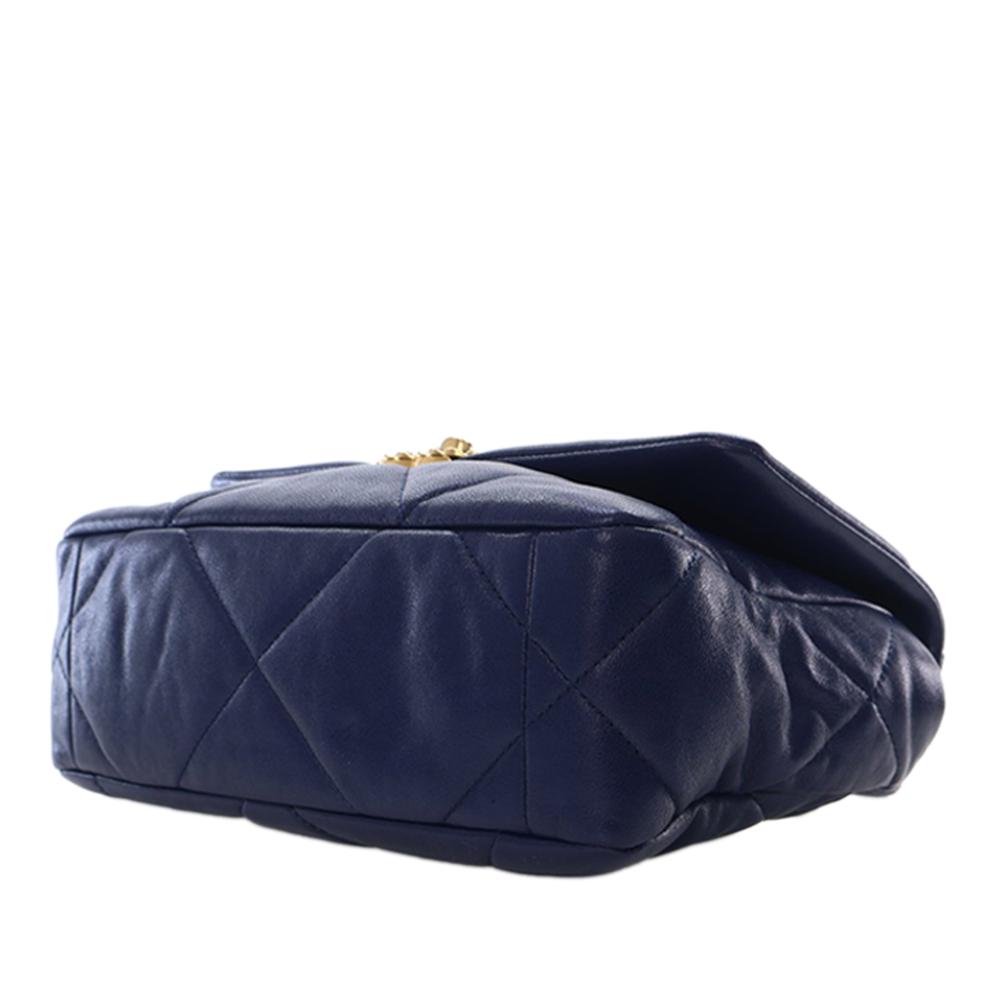 Chanel AB Chanel Blue Dark Blue Lambskin Leather Leather Medium Lambskin 19 Flap Italy