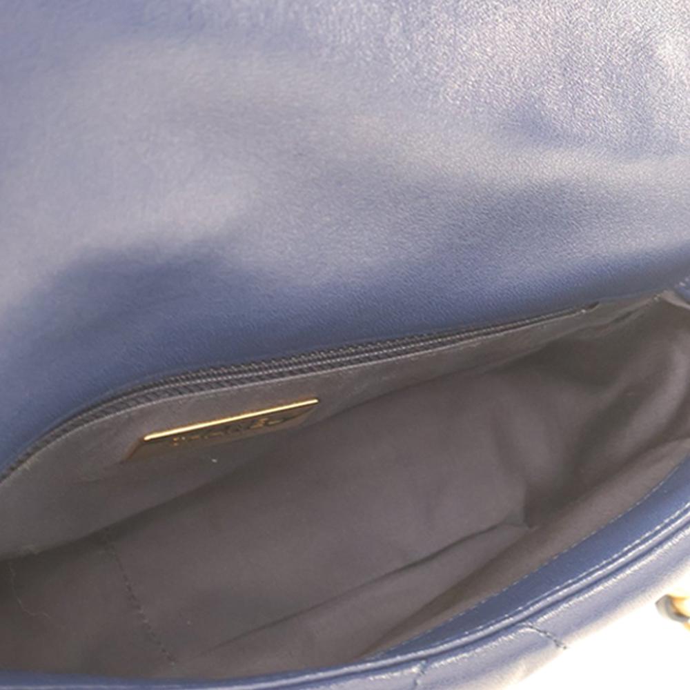 Chanel AB Chanel Blue Dark Blue Lambskin Leather Leather Medium Lambskin 19 Flap Italy