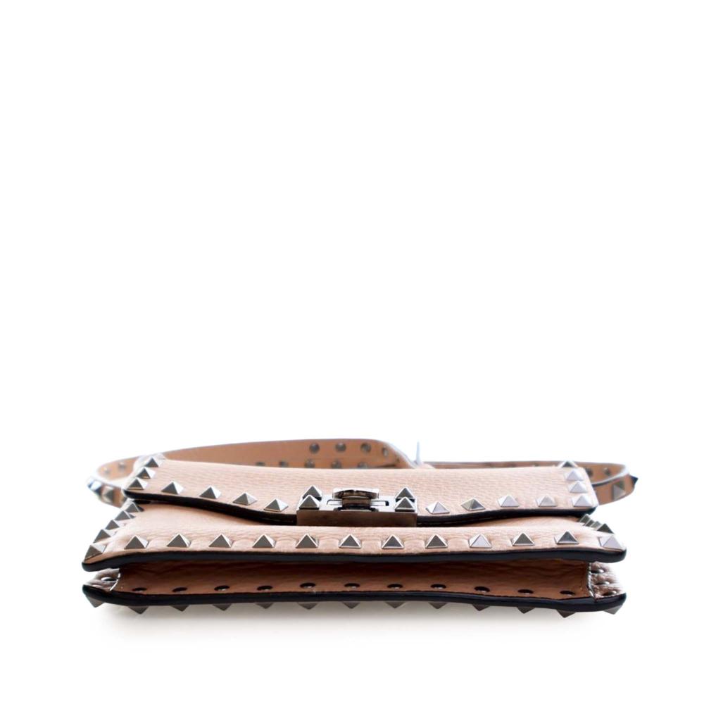 Valentino AB Valentino Brown Light Brown Calf Leather Mini Rockstud Flap Crossbody Italy