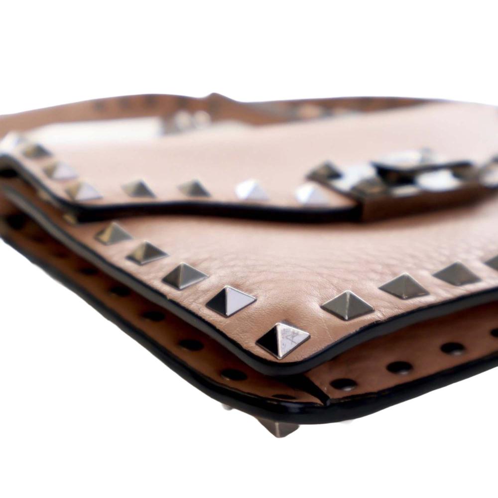 Valentino AB Valentino Brown Light Brown Calf Leather Mini Rockstud Flap Crossbody Italy