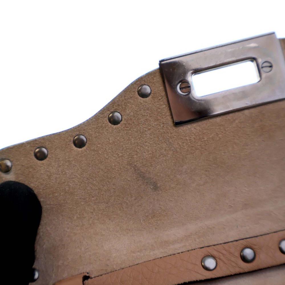 Valentino AB Valentino Brown Light Brown Calf Leather Mini Rockstud Flap Crossbody Italy