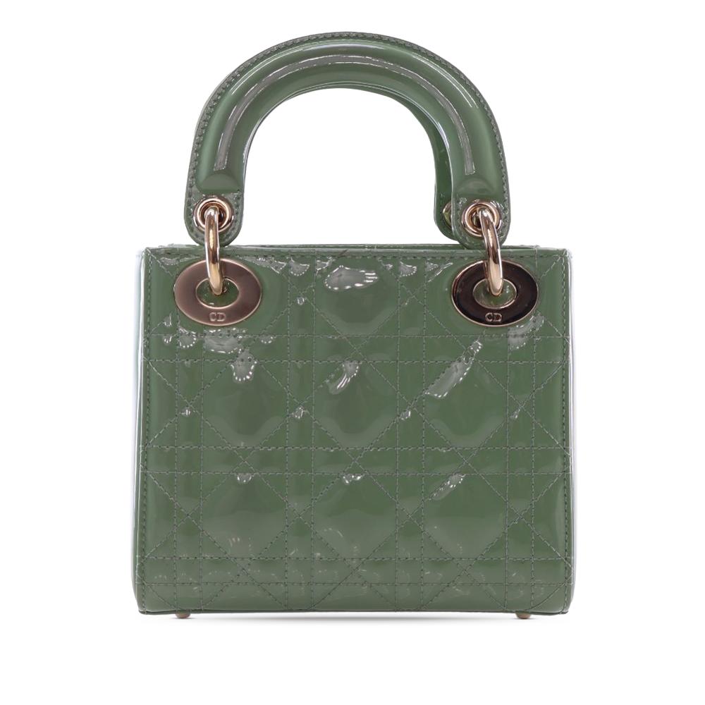 Christian Dior AB Dior Green Patent Leather Leather Mini Patent Cannage Lady Dior France