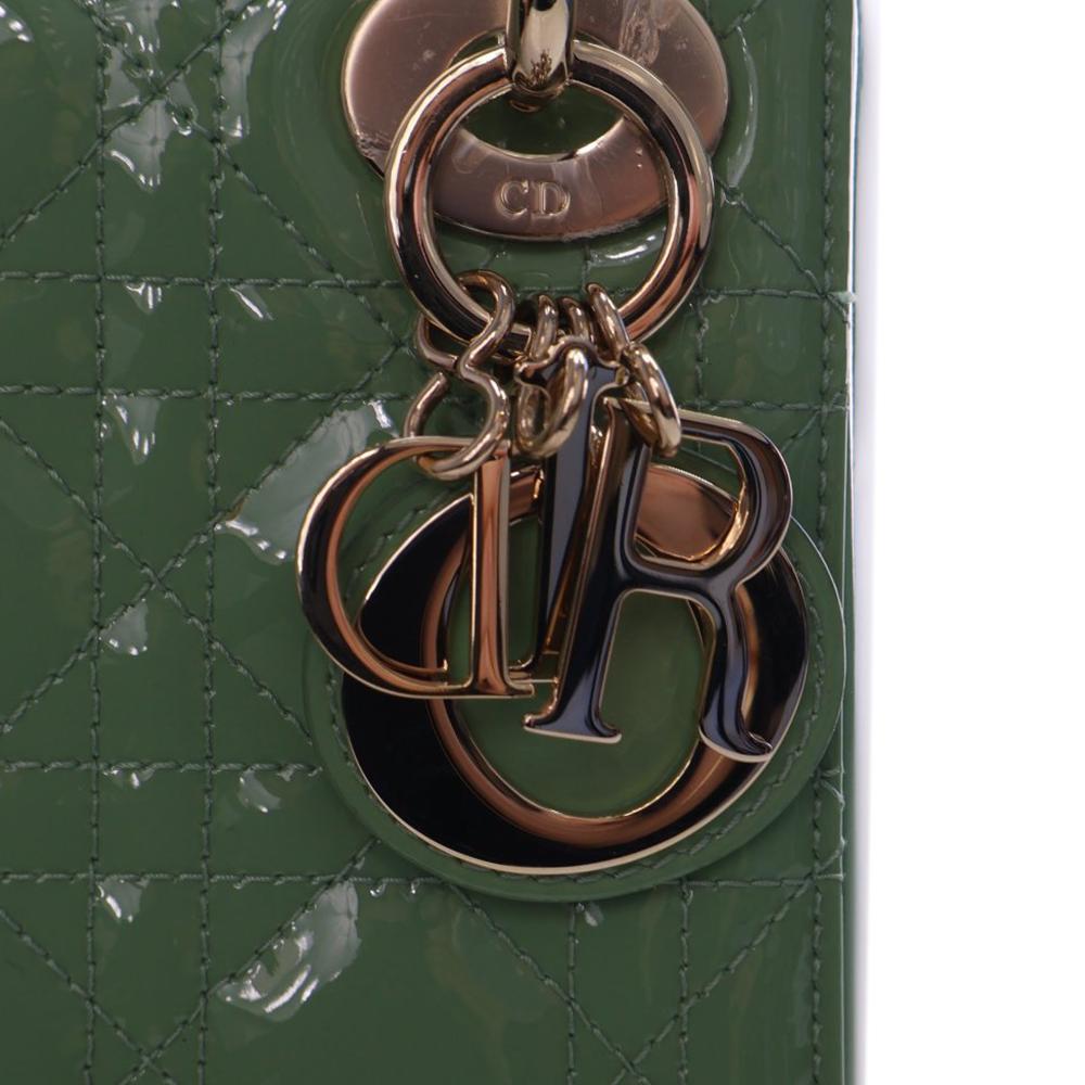 Christian Dior AB Dior Green Patent Leather Leather Mini Patent Cannage Lady Dior France