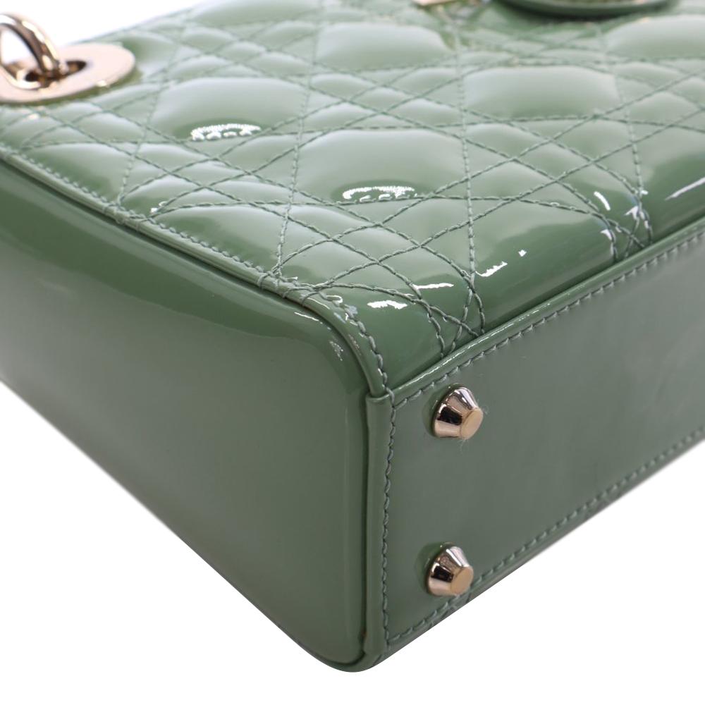 Christian Dior AB Dior Green Patent Leather Leather Mini Patent Cannage Lady Dior France