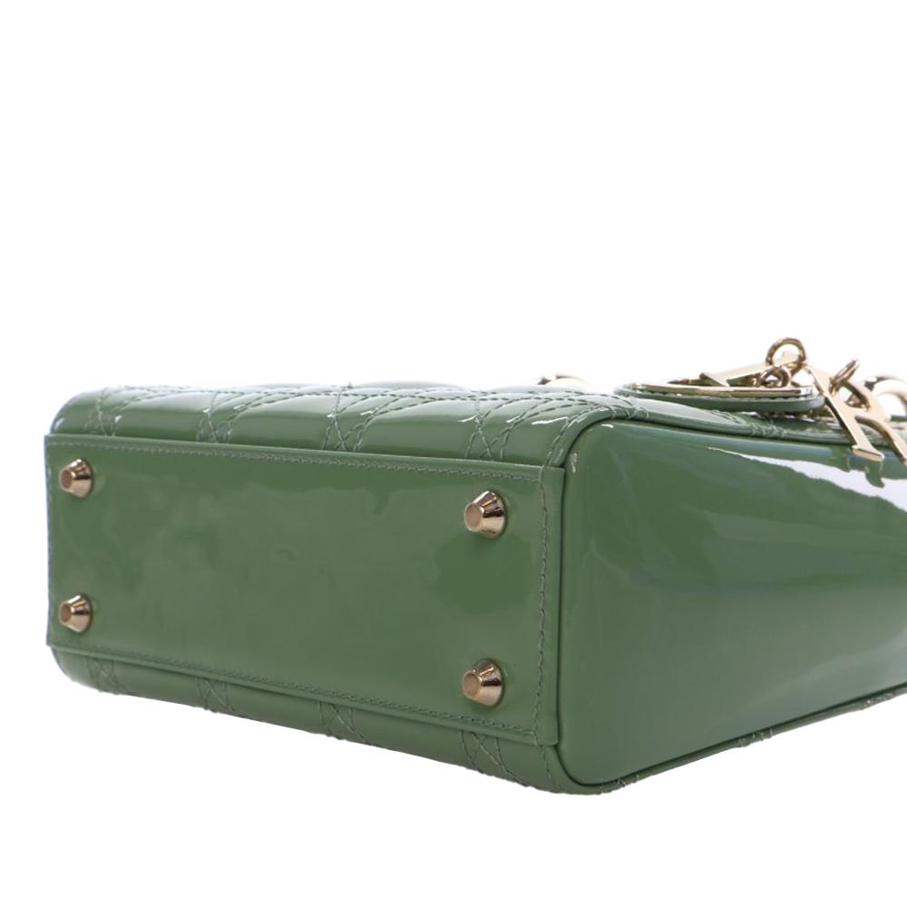 Christian Dior AB Dior Green Patent Leather Leather Mini Patent Cannage Lady Dior France