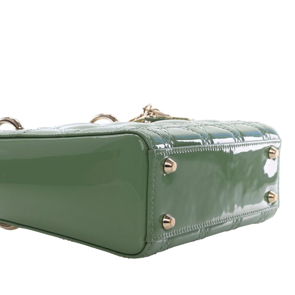 Christian Dior AB Dior Green Patent Leather Leather Mini Patent Cannage Lady Dior France