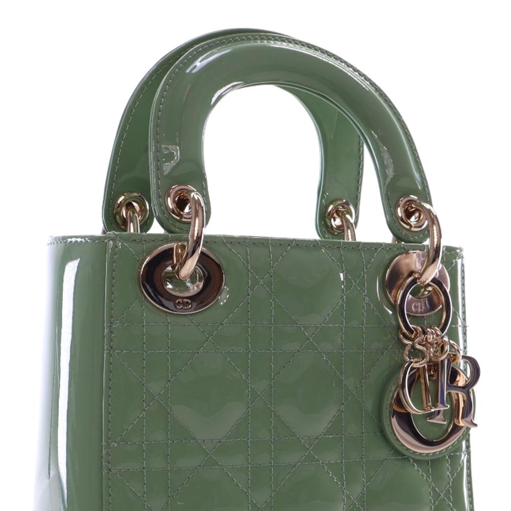 Christian Dior AB Dior Green Patent Leather Leather Mini Patent Cannage Lady Dior France