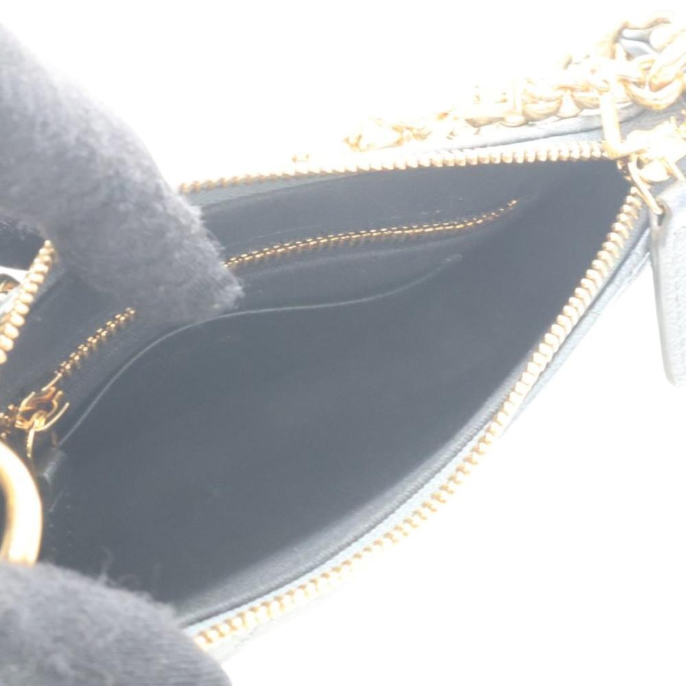 Chanel AB Chanel Black Lambskin Leather Leather Small Quilted Lambskin Logo Chain Crossbody France