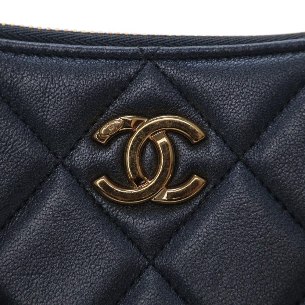 Chanel AB Chanel Black Lambskin Leather Leather Small Quilted Lambskin Logo Chain Crossbody France