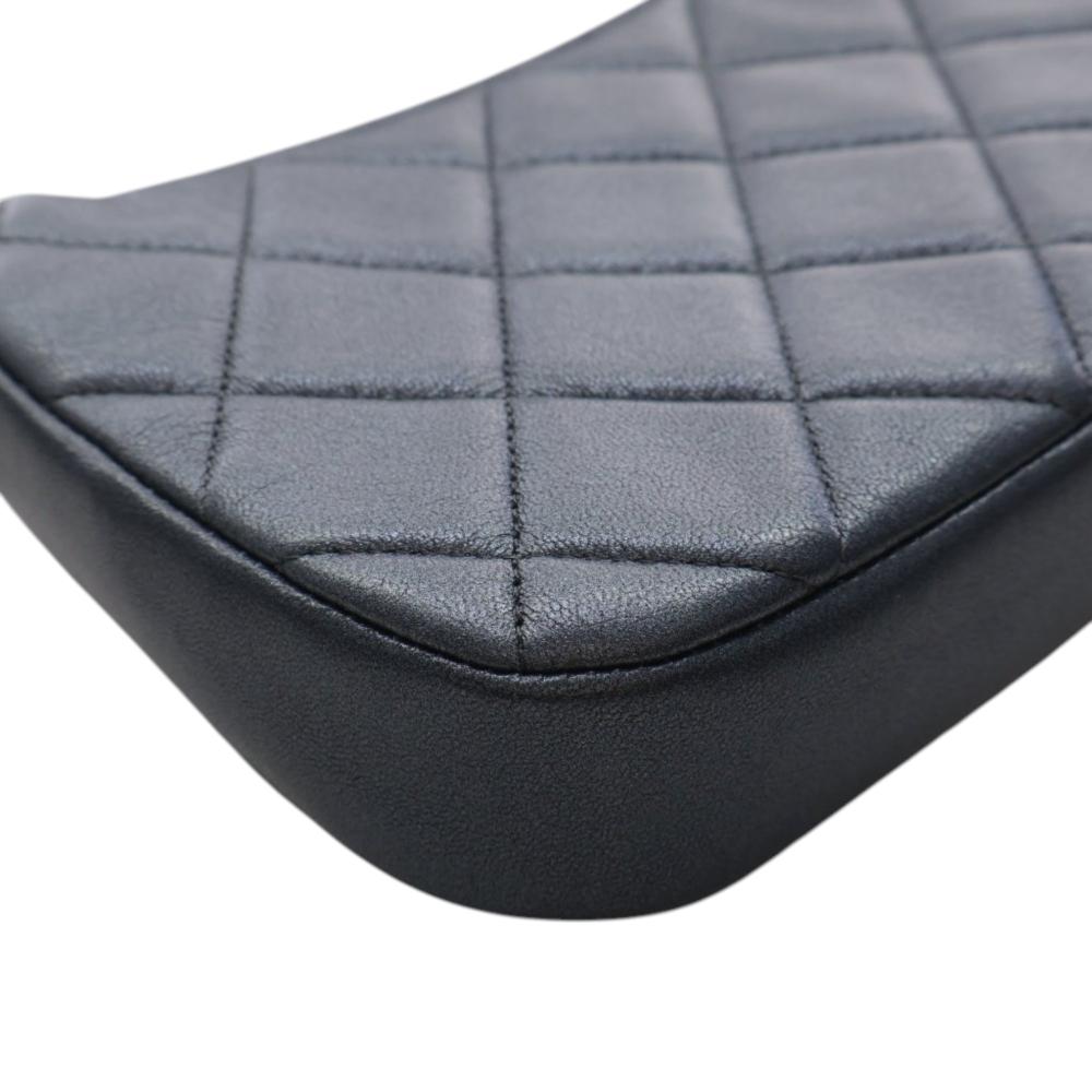 Chanel AB Chanel Black Lambskin Leather Leather Small Quilted Lambskin Logo Chain Crossbody France