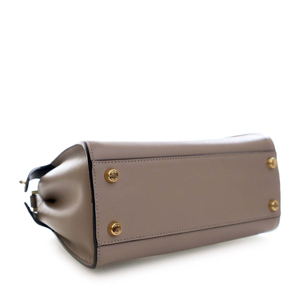 Fendi AB Fendi Brown Taupe Calf Leather Small Peekaboo Iconic Essentially Satchel Italy