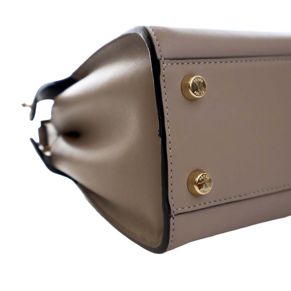 Fendi AB Fendi Brown Taupe Calf Leather Small Peekaboo Iconic Essentially Satchel Italy