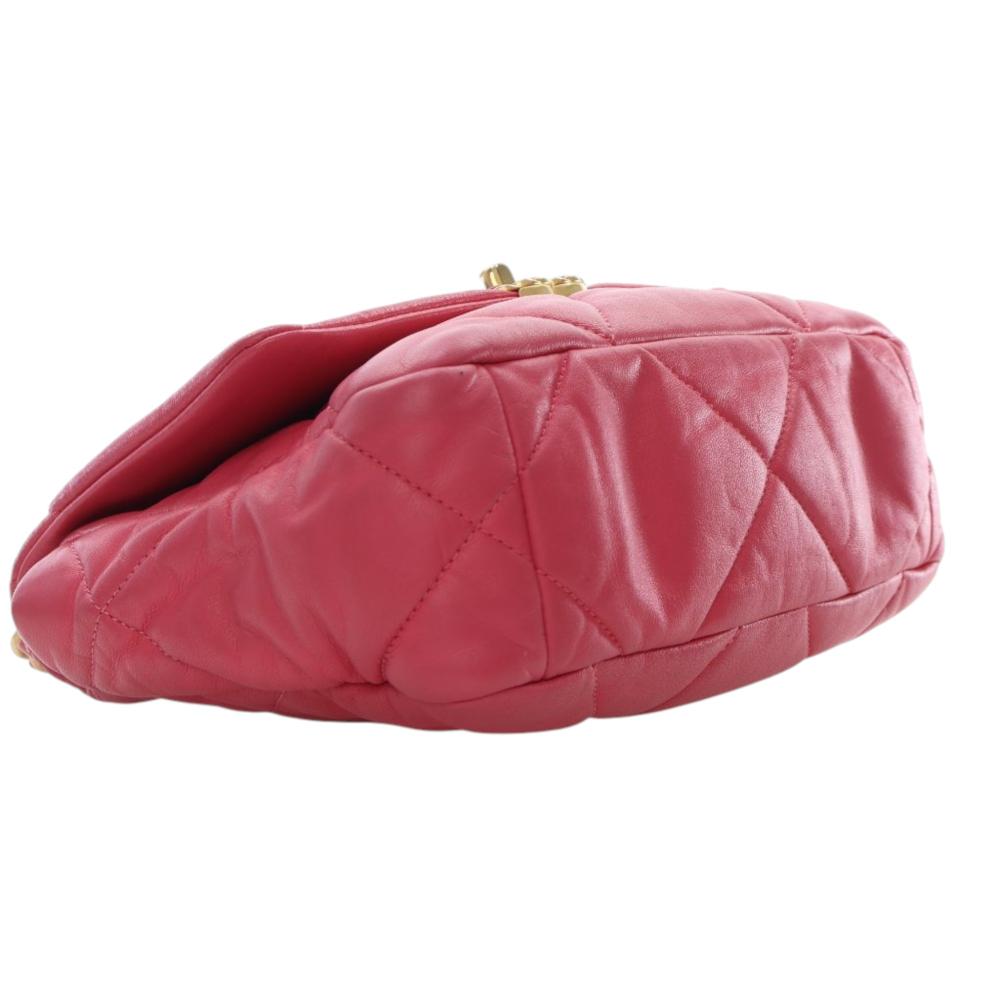 Chanel AB Chanel Pink Dark Pink Lambskin Leather Leather Medium Lambskin 19 Flap Italy