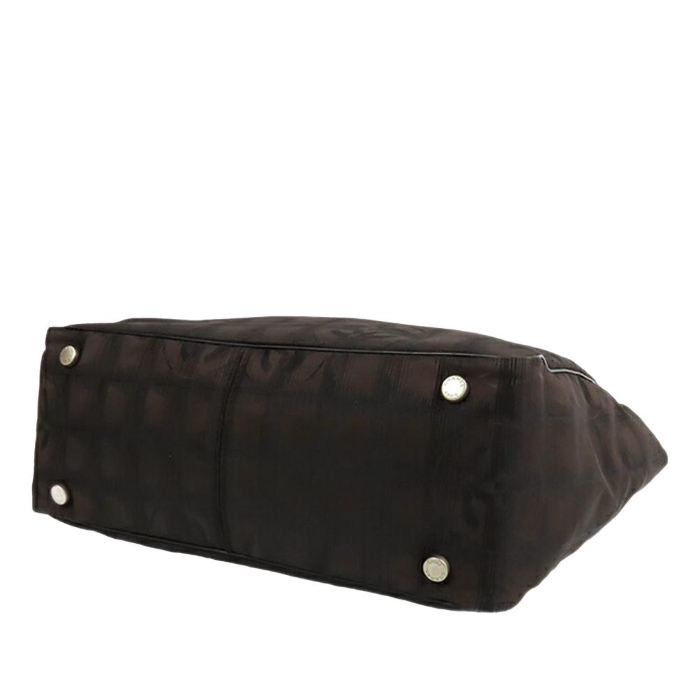 Chanel AB Chanel Brown Dark Brown Nylon Fabric New Travel Line Tote Italy