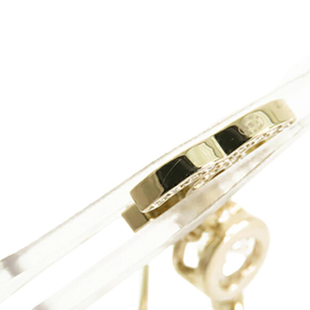 Chanel AB Chanel Gold Gold Plated Metal CC Crystal Drop Hoop Push Back Earrings Italy