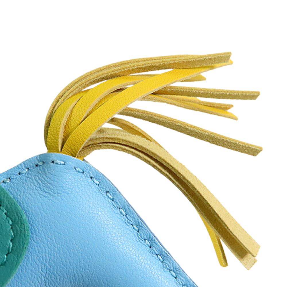 Hermès Blue Milo Lambskin and Swift Grigri Rodeo Pegase Bag Charm PM France