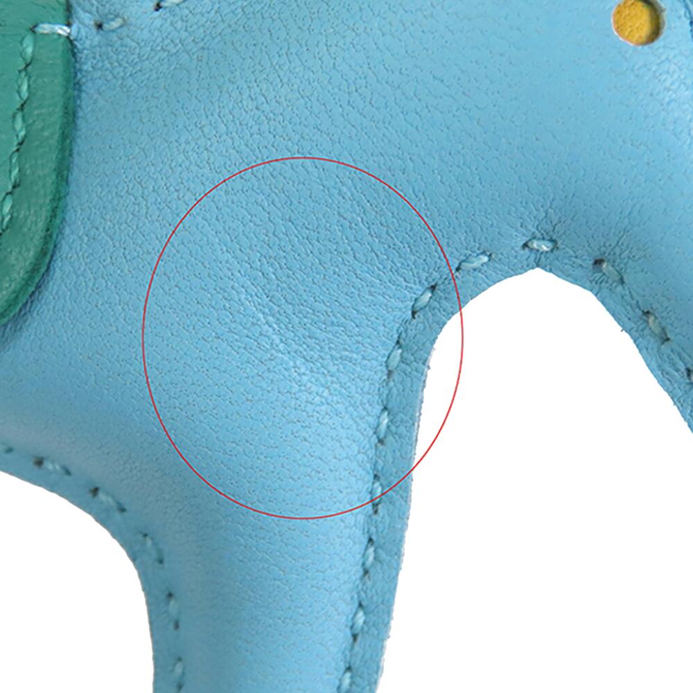 Hermès Blue Milo Lambskin and Swift Grigri Rodeo Pegase Bag Charm PM France