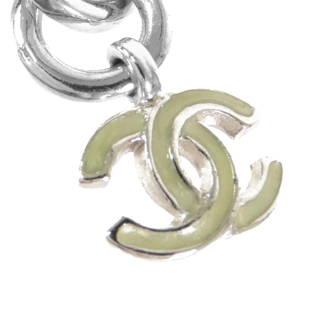 Chanel AB Chanel Silver Silver Plated Metal CC Crystal Clover Pendant Necklace France