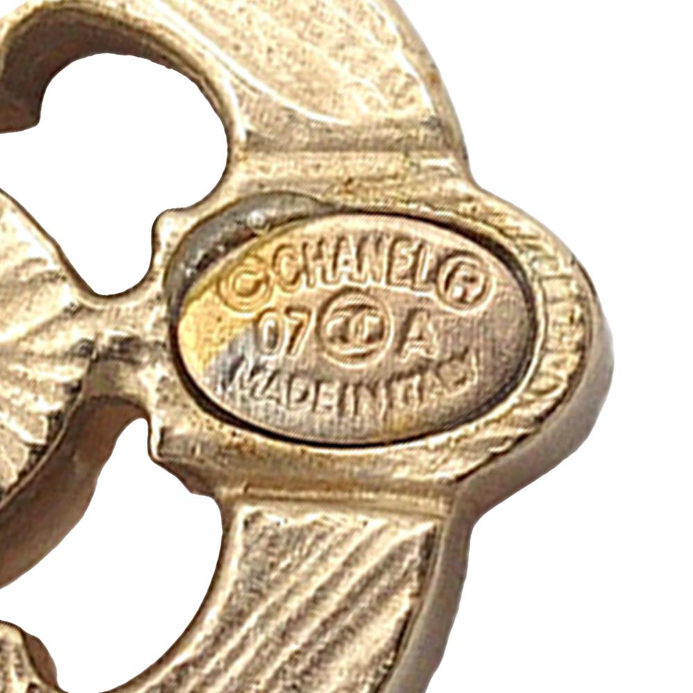 Chanel B Chanel Gold Gold Plated Metal Enamel Maltese Cross and Faux Pearl Push Back Earrings Italy