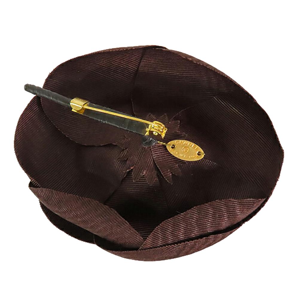 Chanel B Chanel Brown Dark Brown Nylon Fabric Camellia Brooch France