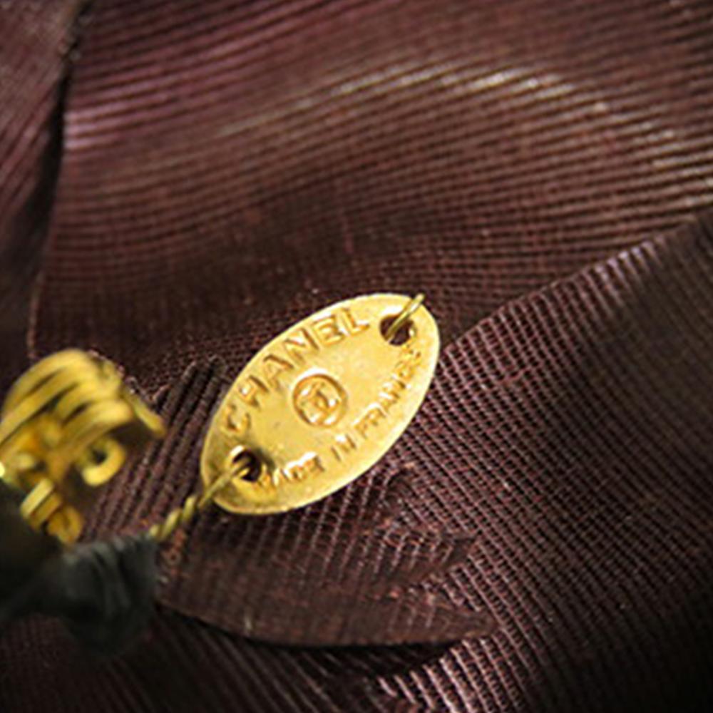 Chanel B Chanel Brown Dark Brown Nylon Fabric Camellia Brooch France