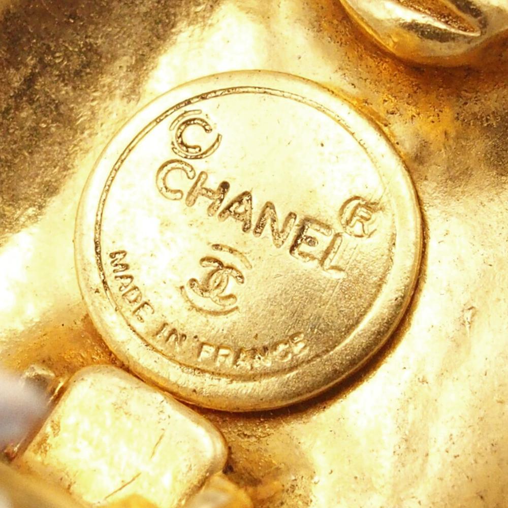 Chanel B Chanel Gold Gold Plated Metal CC Round Clip On Earrings France
