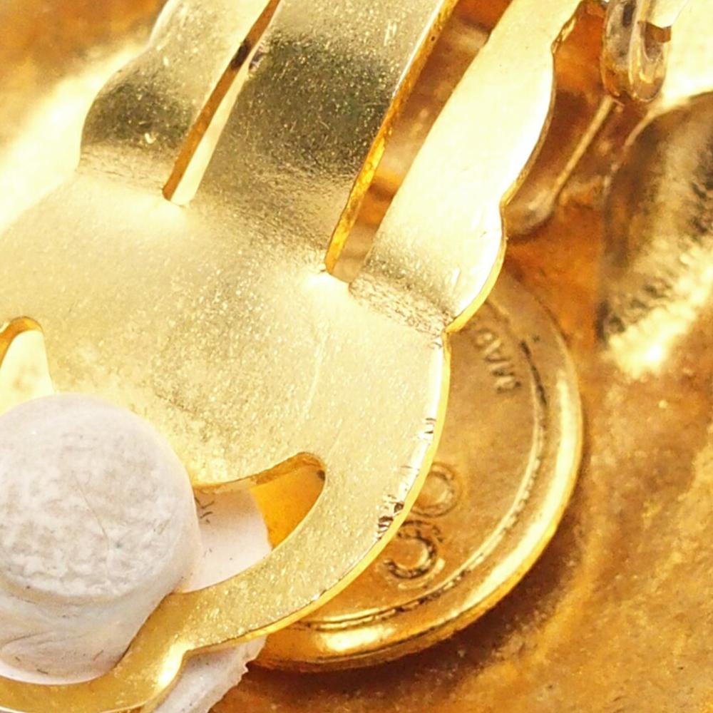 Chanel B Chanel Gold Gold Plated Metal CC Round Clip On Earrings France