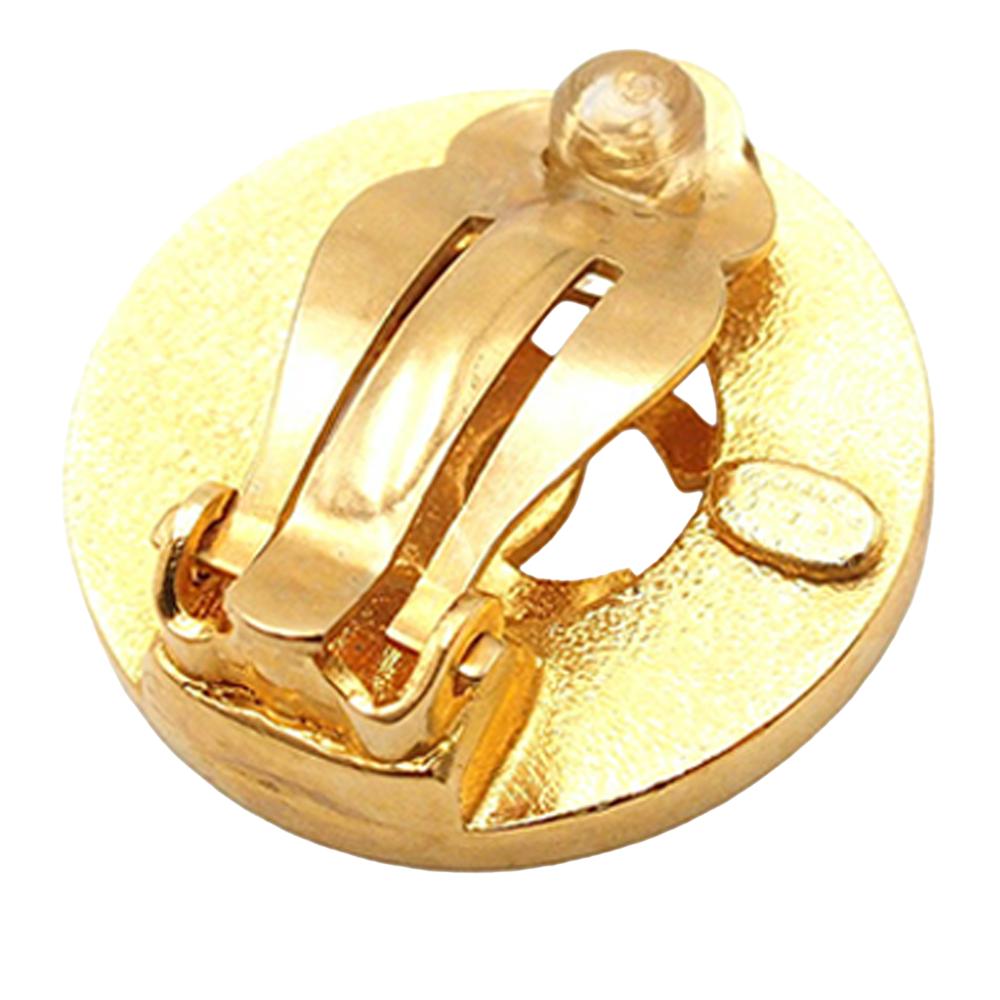 Chanel B Chanel Gold Gold Plated Metal CC Round Clip on Earrings France