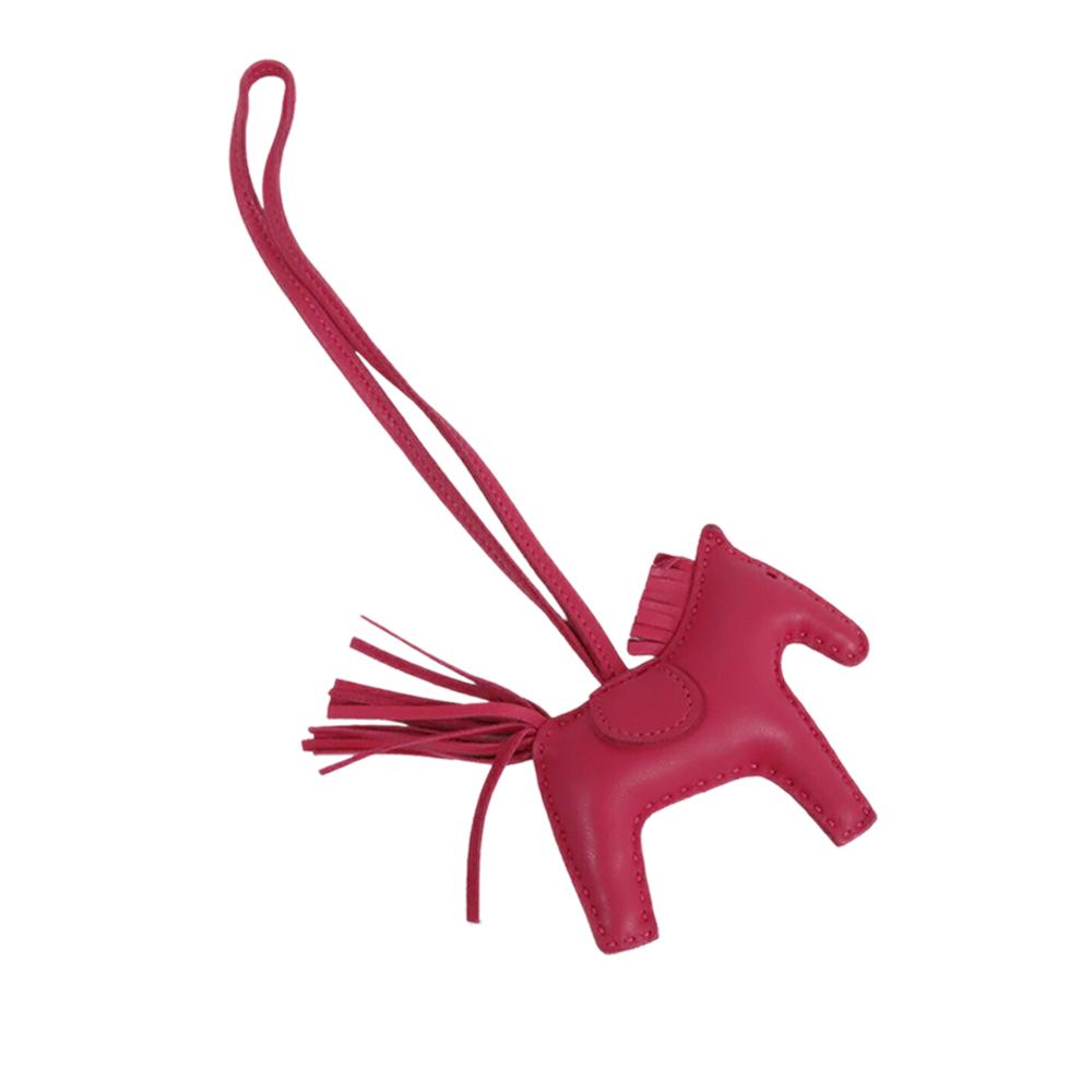 Hermès AB Hermès Pink Dark Pink Calf Leather Milo Lambskin Grigri Rodeo Bag Charm PM France