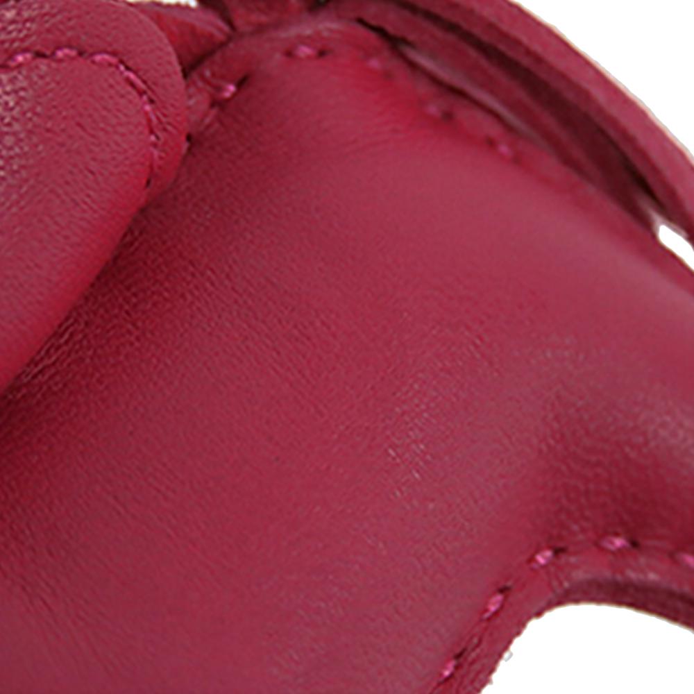 Hermès AB Hermès Pink Dark Pink Calf Leather Milo Lambskin Grigri Rodeo Bag Charm PM France