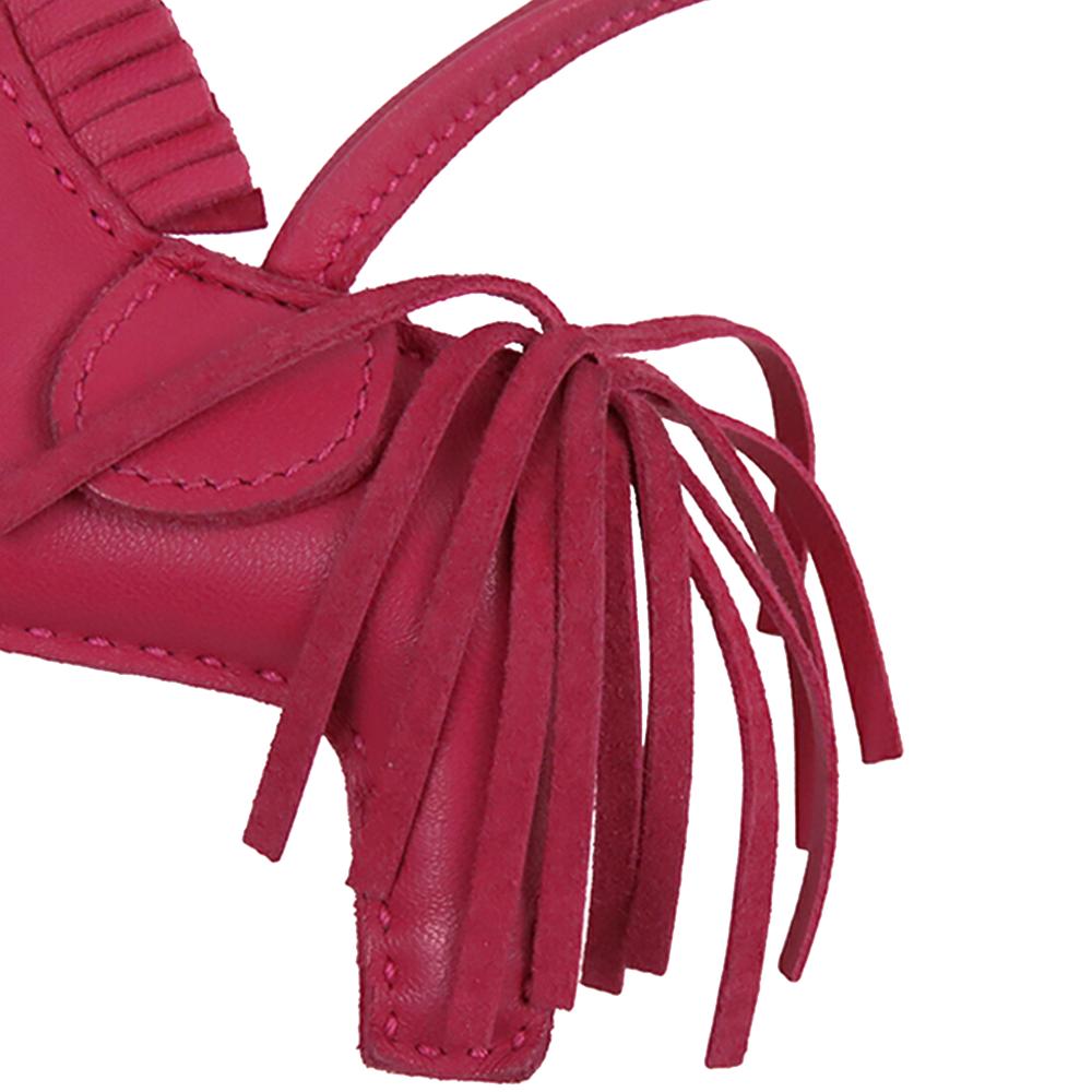 Hermès AB Hermès Pink Dark Pink Calf Leather Milo Lambskin Grigri Rodeo Bag Charm PM France