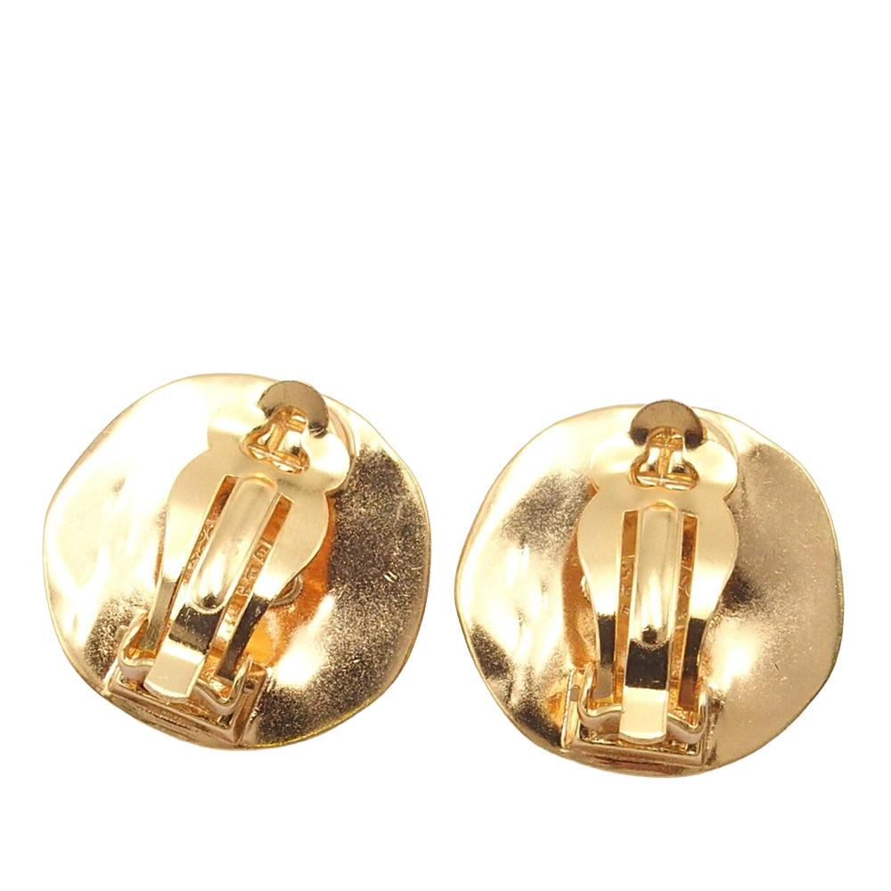 Chanel AB Chanel Gold Gold Plated Metal CC Round Clip on Earrings France