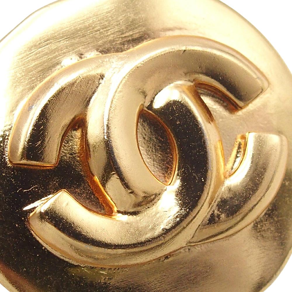 Chanel AB Chanel Gold Gold Plated Metal CC Round Clip on Earrings France