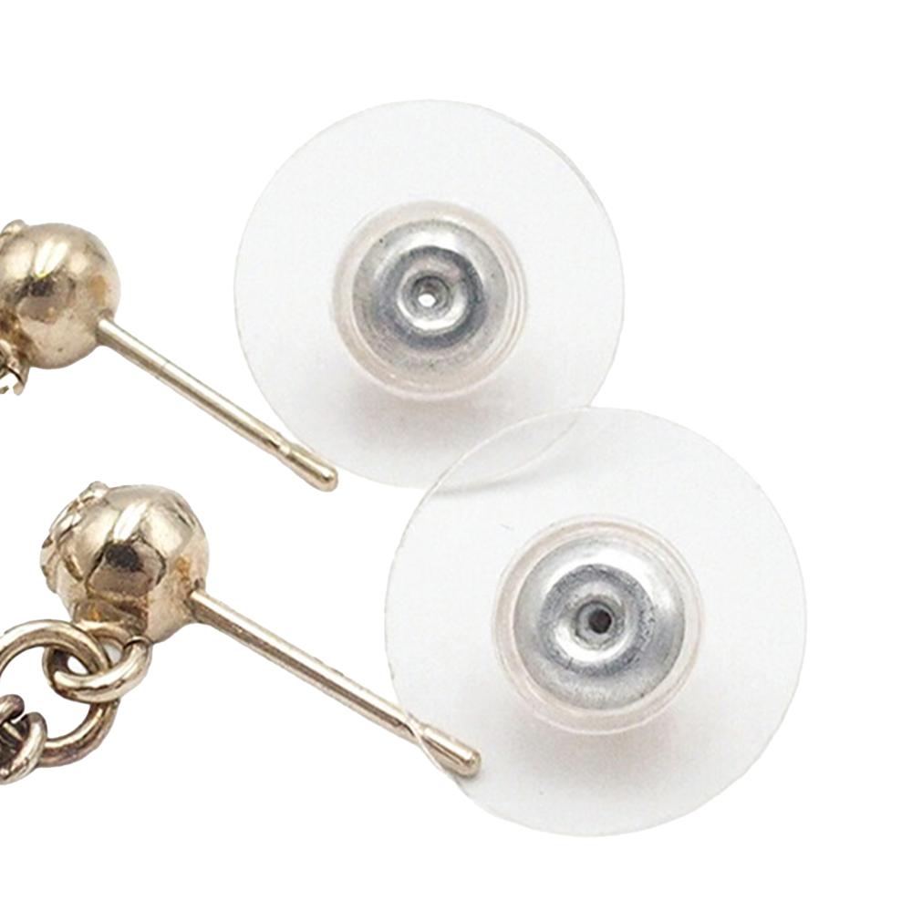 Chanel B Chanel Gold Light Gold Gold Plated Metal CC Resin Clover Swing Push Back Earrings France