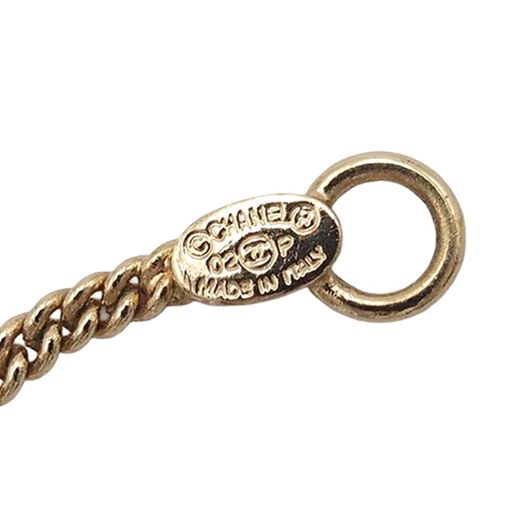 Chanel AB Chanel Gold with White Gold Plated Metal CC Enamel Camellia Pendant Necklace Italy