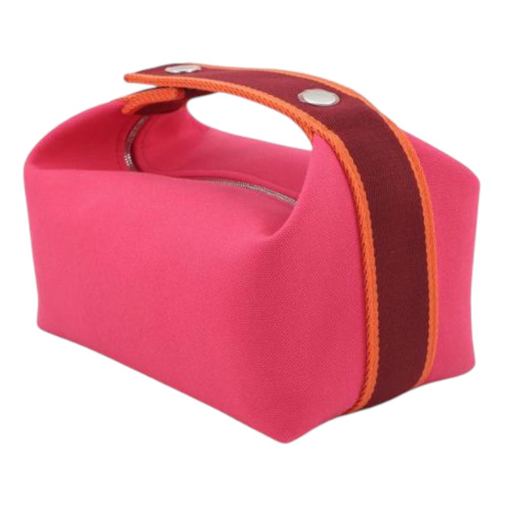 Hermès AB Hermès Pink Hot Pink with Red Dark Red Canvas Fabric Small Toile Bride A Brac Case France
