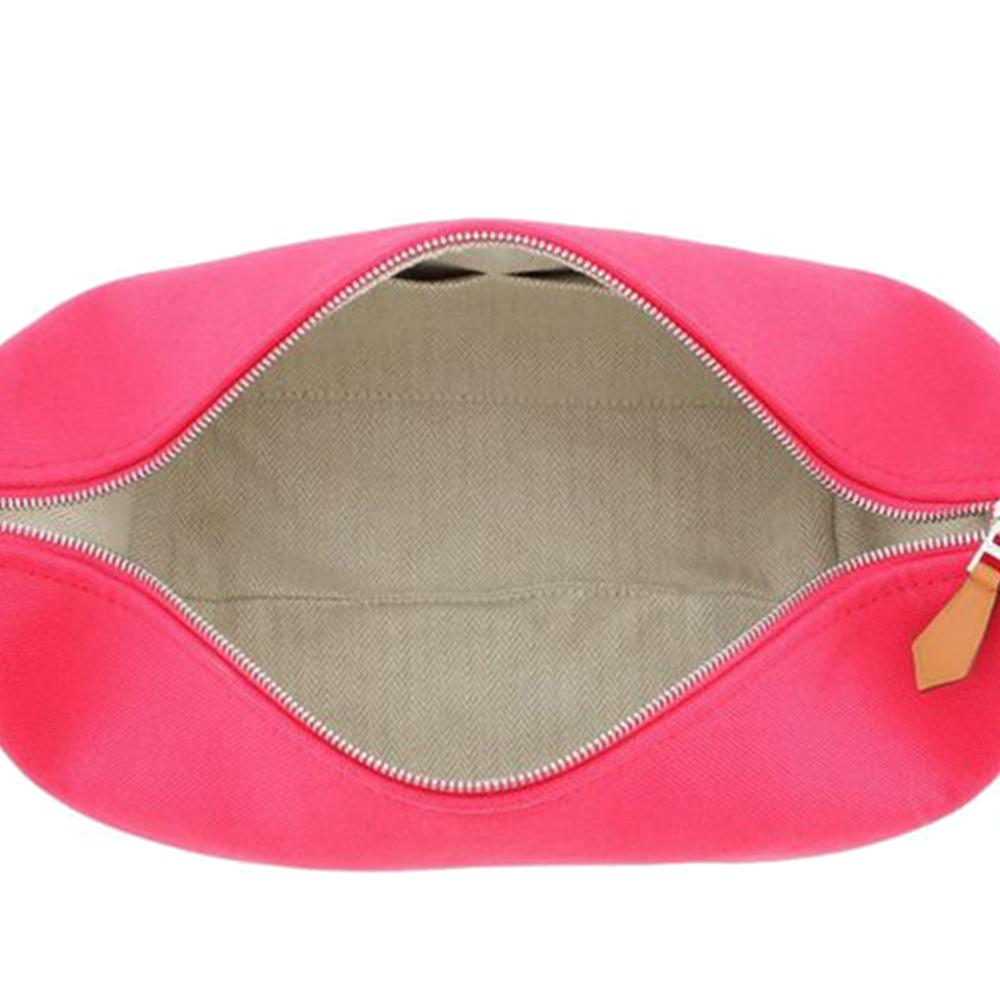 Hermès AB Hermès Pink Hot Pink with Red Dark Red Canvas Fabric Small Toile Bride A Brac Case France
