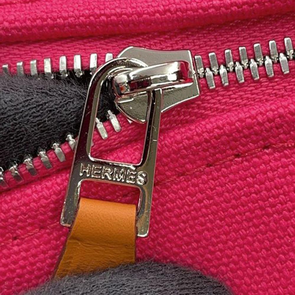 Hermès AB Hermès Pink Hot Pink with Red Dark Red Canvas Fabric Small Toile Bride A Brac Case France