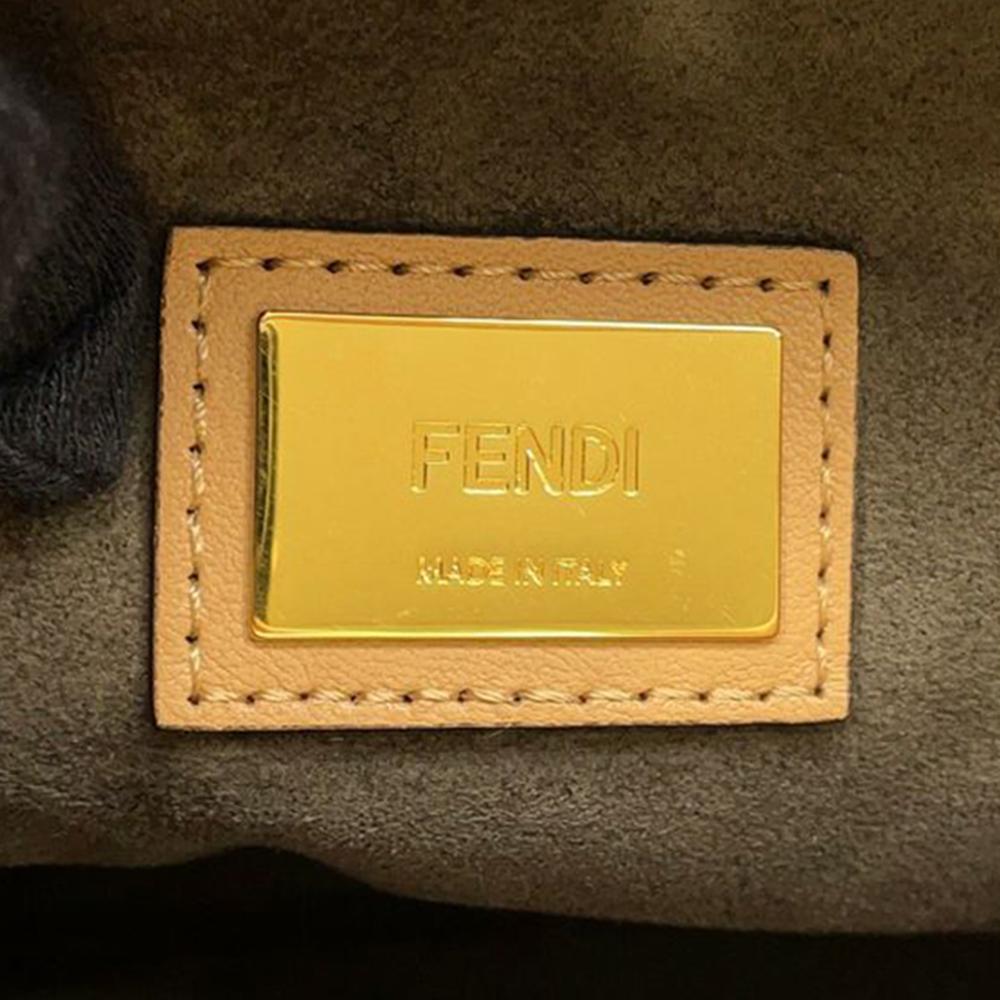 Fendi B Fendi Brown Light Brown Calf Leather Medium Selleria Peekaboo Iconic Satchel Italy