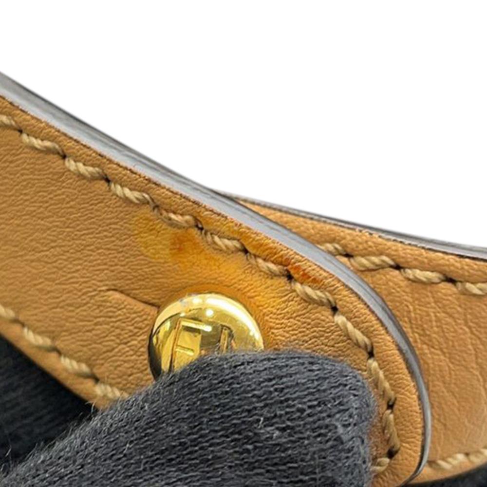 Fendi B Fendi Brown Light Brown Calf Leather Medium Selleria Peekaboo Iconic Satchel Italy