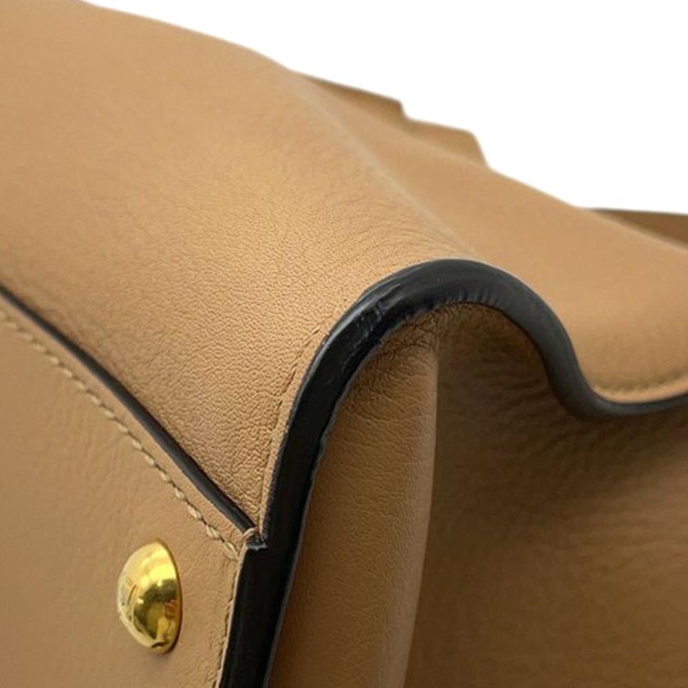 Fendi B Fendi Brown Light Brown Calf Leather Medium Selleria Peekaboo Iconic Satchel Italy