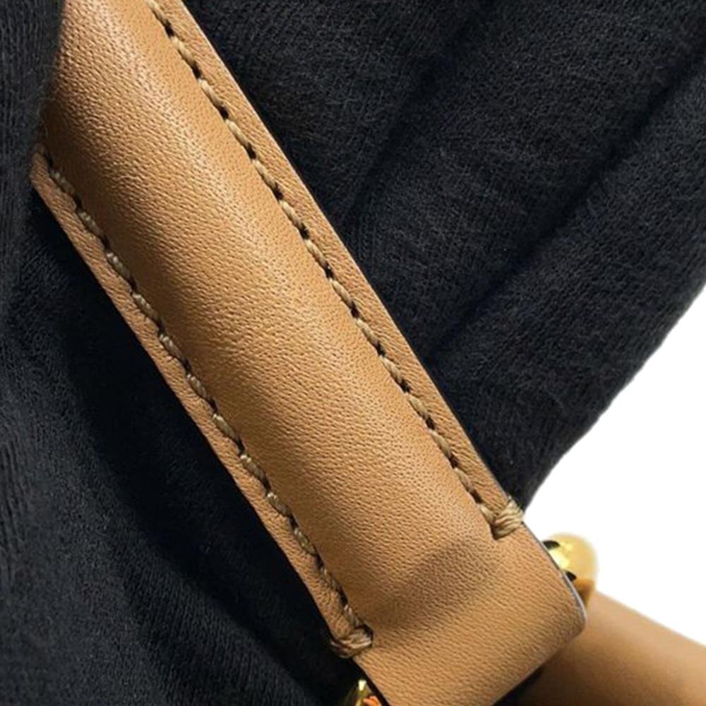 Fendi B Fendi Brown Light Brown Calf Leather Medium Selleria Peekaboo Iconic Satchel Italy