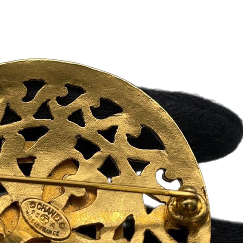 Chanel AB Chanel Gold Gold Plated Metal CC Medallion Brooch France