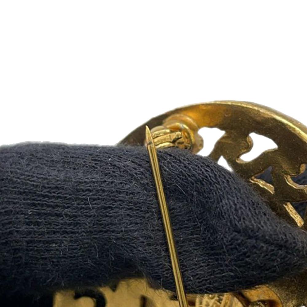 Chanel AB Chanel Gold Gold Plated Metal CC Medallion Brooch France