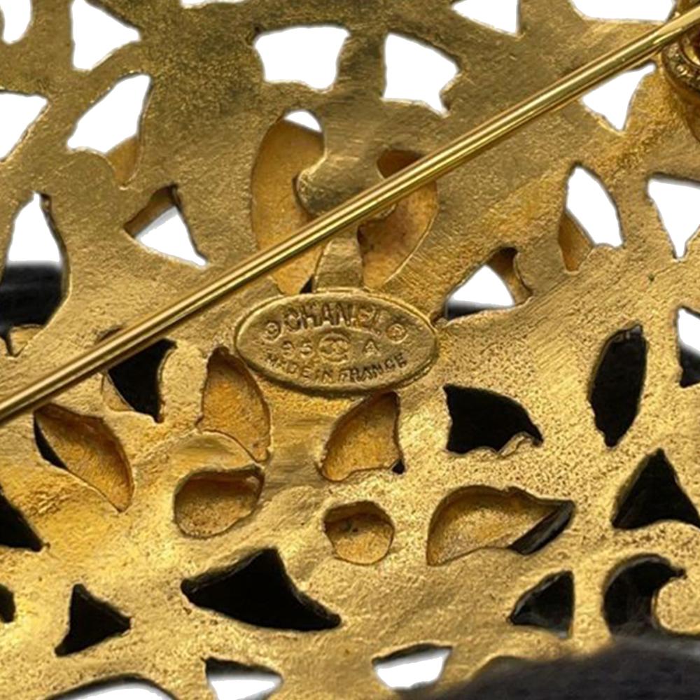 Chanel AB Chanel Gold Gold Plated Metal CC Medallion Brooch France