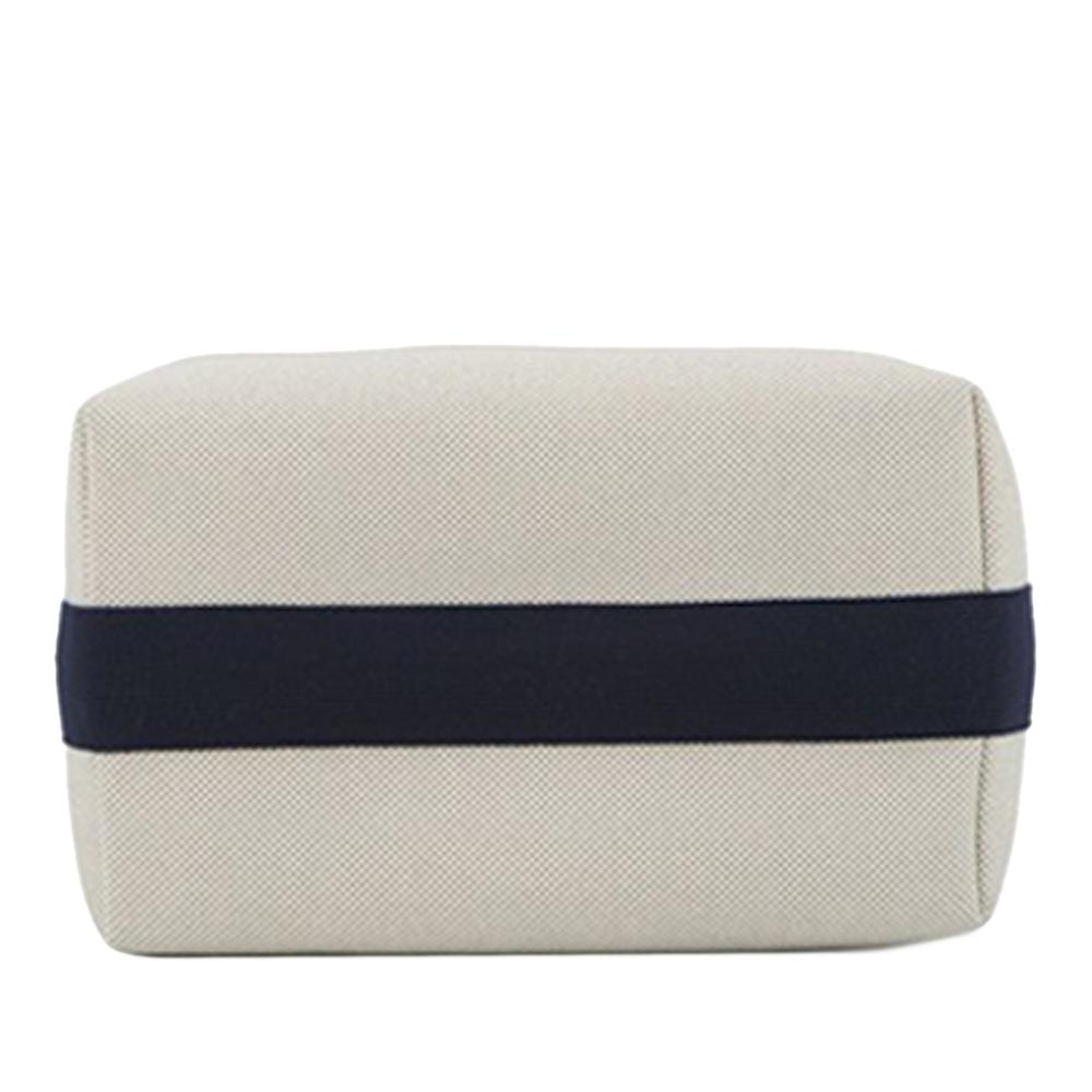 Hermès AB Hermès Brown Beige with Blue Navy Canvas Fabric Large Toile Bride A Brac Cabriole Case France