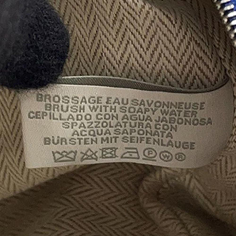 Hermès AB Hermès Brown Beige with Blue Navy Canvas Fabric Large Toile Bride A Brac Cabriole Case France