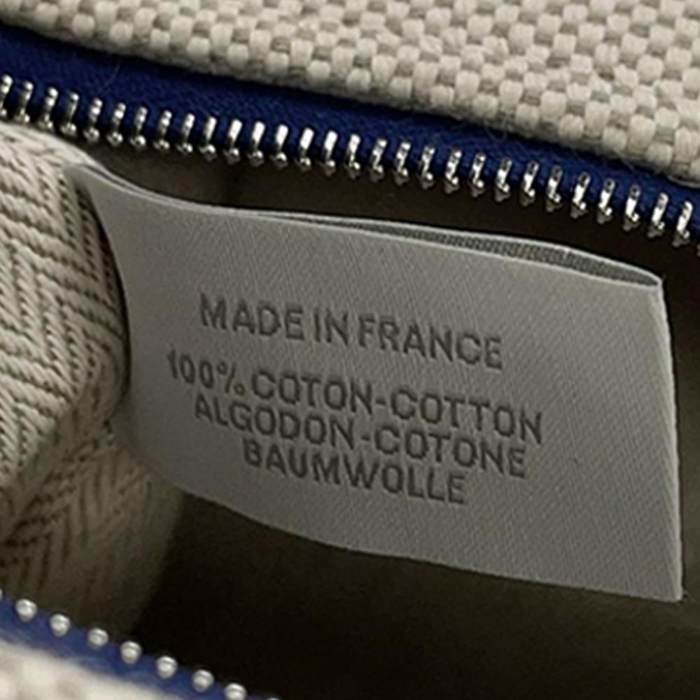 Hermès AB Hermès Brown Beige with Blue Navy Canvas Fabric Large Toile Bride A Brac Cabriole Case France